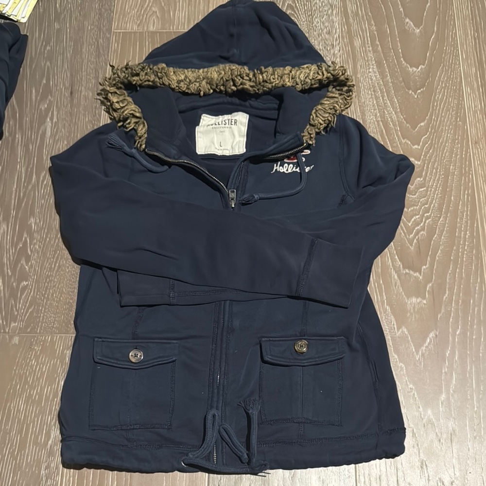 Vintage Hollister Kids Navy Hooded Jacket